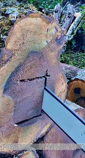 Saw a hollow log to feed the bees