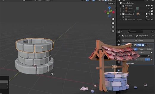 Blender 4.2 初学者教程：低多边形建模与渲染教程——井口