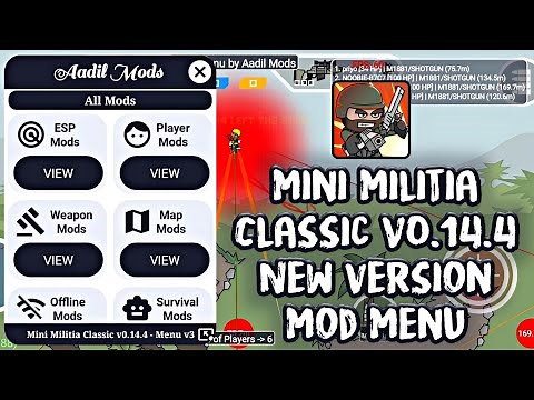 Mini Militia Classic v0.14.4 AimBot/ESP Mod Menu Apk v3 | Speed/Wall Hack, Teleport, Timescale etc.
