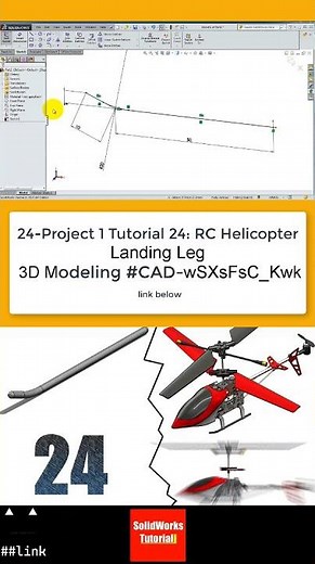 24- SolidWorks |Helicopter|: Landing Leg #3d #design #engineering #cad #cadsoftwaretutorial #art