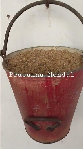 Fire bucket filled with sand, basic safety device for stop fire, amazing safety equipment video