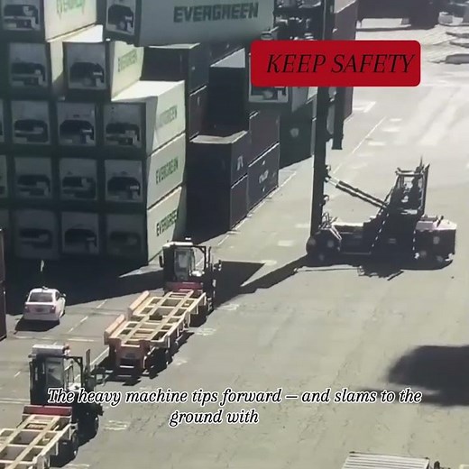 🚨 Empty Stacker Accident at Port – Safety First Reminder! #shorts #equipment #port #crane #accident