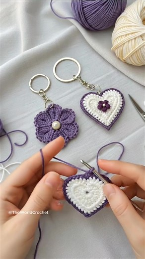 Crochet Heart Keychain Pattern – Cute Handmade Gift Idea Create an adorable crochet heart keychain with this beautiful handmade design 💜 Perfect for beginners and crochet lovers, this cute heart keychain makes a thoughtful gift or a lovely handmade accessory. #crochetkeychain #crochetheart #handmadegift #crochetpattern #crochetinspiration