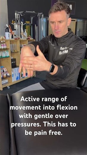 Early wrist rehab. Active ROM into flexion with gentle passive over pressure