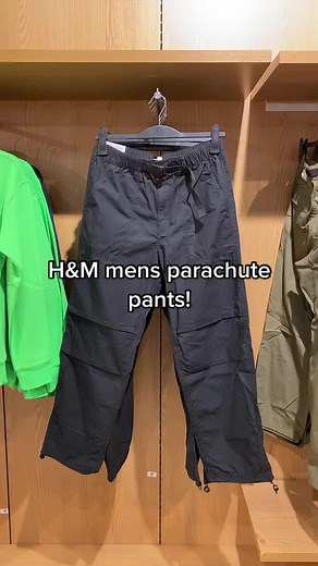 H&M mens parachute pants, Try on at the end! #cargo #dupe #clothes #pinterest #haul #parachutepants #hm #fyp #foryoupage #fashionobbessed #followformore #streetwear #gorpecore#fashion #urbanoutfitters