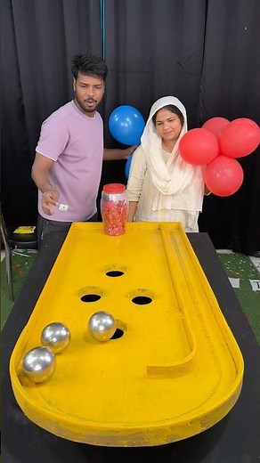 Next level pop balloons and roll steel ball challenge #shorts