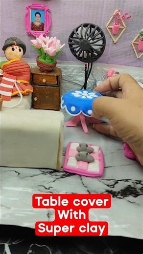 easy and simple clay art || make a table cover with super clay #shorts #ytshorts #trending #viral