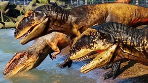 3 巨兽龙 VS 3 JPOG 鲨齿龙，突围战斗 ~ 侏罗纪世界~J W