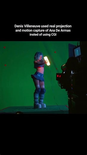 @eat_hollywood on Instagram: "In Blade Runner 2049, director Denis Villeneuve brought Joi to life by blending cutting-edge motion capture of Ana de Armas with stunning real projection effects. Instead of relying solely on CGI, the team projected Joi’s image onto practical sets and captured Ana’s expressive performance, creating a holographic character who feels both convincingly real and ethereally artificial."