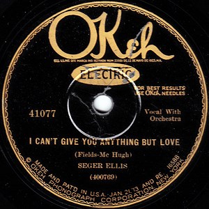 Seger Ellis - I Can't Give You Anything But Love / Don't Keep Me In The Dark Bright Eyes