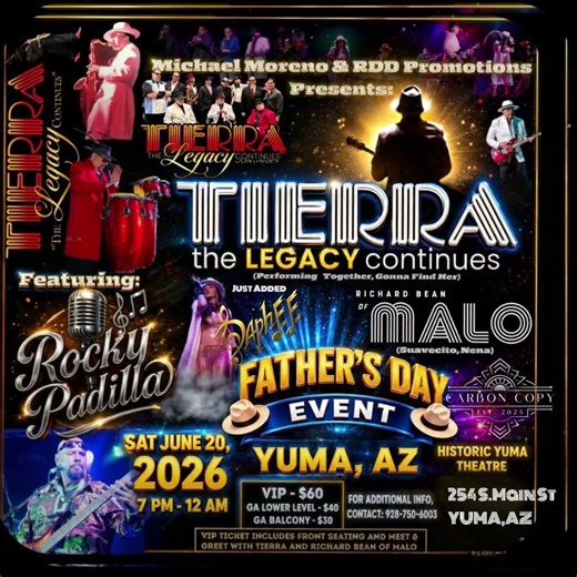 TIERRA AT HISTORIC YUMA THEATER FOR FATHERS DAY 6/20/26
