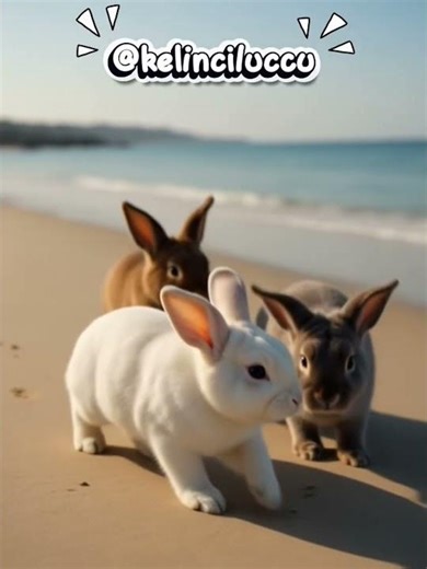 cute rabbits on the beach #shorts #rabbits #bunny