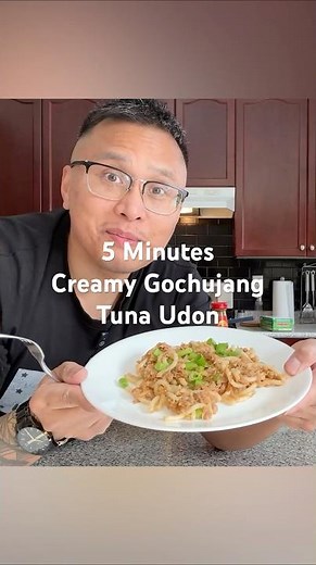 5 Minutes & One-Pan Only, Better than Take-out! Creamy Sweet Gochujang Tuna Udon Noodles
