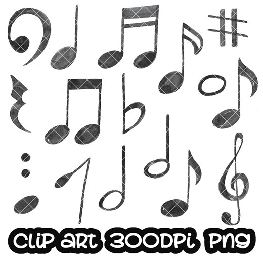 Music Notes Clip Art, Watercolor Clipart (PNG, Instant Download) - Etsy