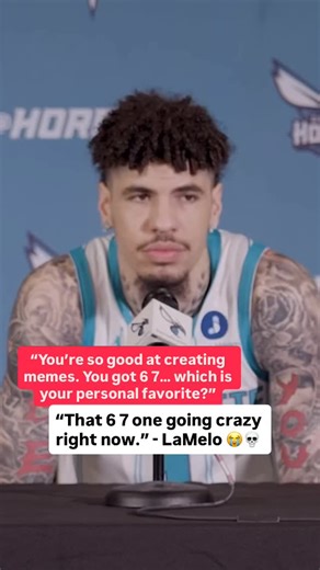 Bleacher Report on Instagram: "LaMelo Ball had a reporter hitting the 6 7 emote during his press conference 🤣🤣 (Via @hornets) #nba #basketball #nbabasketball"