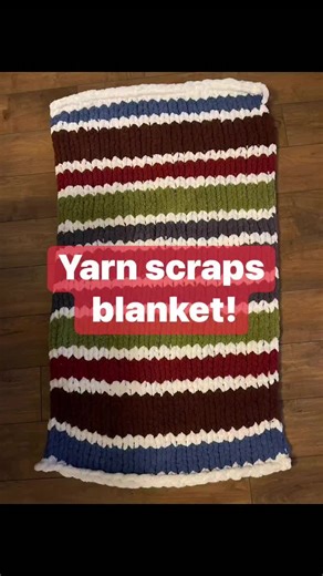 Have you ever made a blanket with your scraps? Show us in the comments! They turn out so neat and unique:) Enzo my Frenchie claimed this one 😂 #chunkozy #chunkyyarn #yarnscraps #fun #chunkyknit