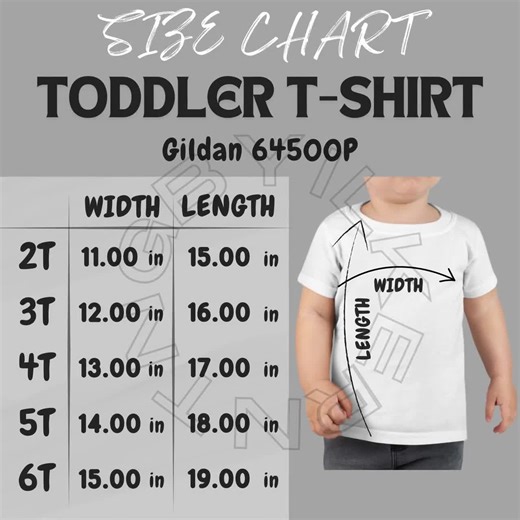 Toddler T-shirt Size Chart I Gildan 64500P Size Chart | Size Chart | Toddler T-shirt Mockup and Size Chart I Gildan 64500P T-shirt Guide - Etsy