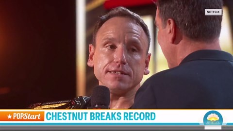 Joey Chestnut beats Kobayashi after eating record 83 hotdogs