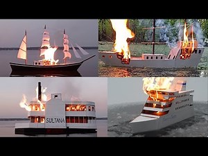 My cardboard ships and boats on fire. Grand compilation