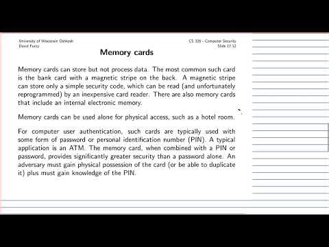[Computer Security] Access control through tokens [1/4]: Authentication with memory cards