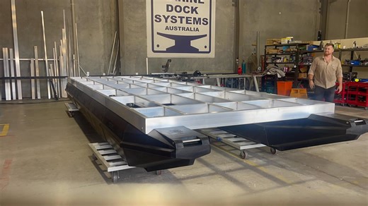 How to fit pontoons to an aluminium pontoon frame. Using stainless steel fasteners. Pontoon boats | Marine Dock Systems