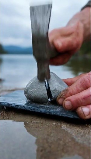 Cracking a Lake Stone Reveals Blue Azurite Crystals | Calm ASMR Geology
