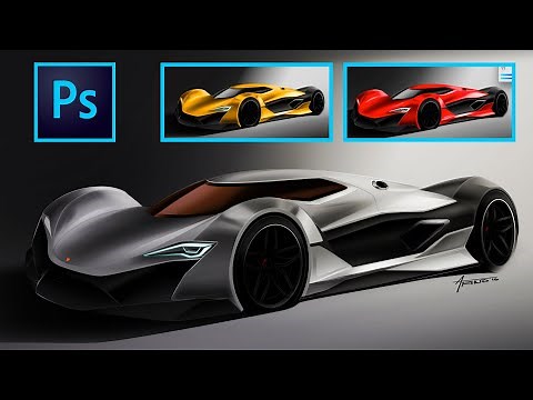 How to Draw a CAR ~ Render using Adobe Photoshop - SuperCar