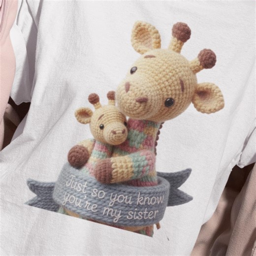 Sister Giraffe T-shirt | Whimsical Animal Sibling Tee - Etsy