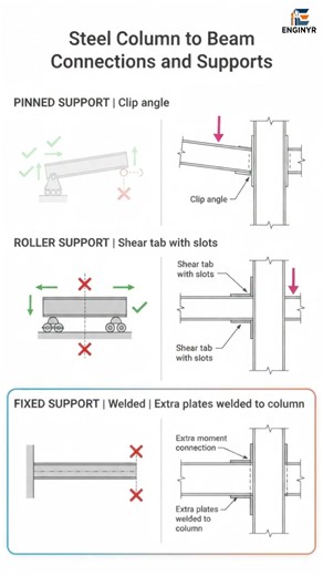 Steel Column to Beam Connections and Supports #civilengineering #structuralengineering #engineering