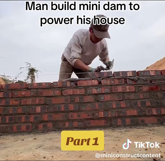 Man builds mini dam all alone part 1 #miniconstruction #mini #miniature #house #homedecor #minihouse #minihousebuild #minibuild #diy #build #building