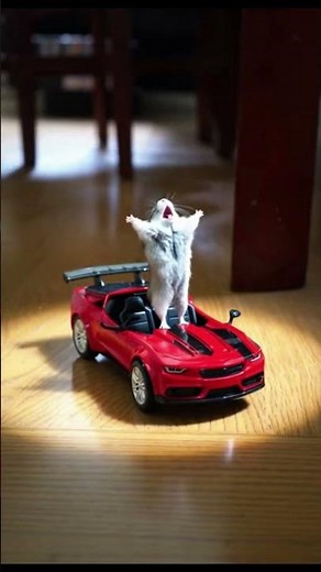 Hamster Drives a Toy Car at Full Speed and Almost Crashes ! #shorts #hamster #cute