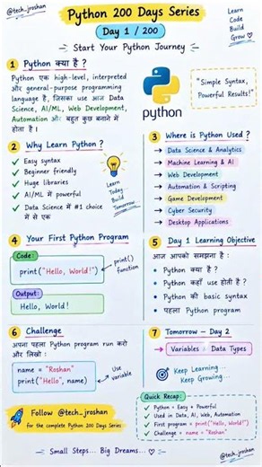 Python for Beginners: Day 1 of the 200 Day Challenge #Python #Data #IT #DataAnalytics