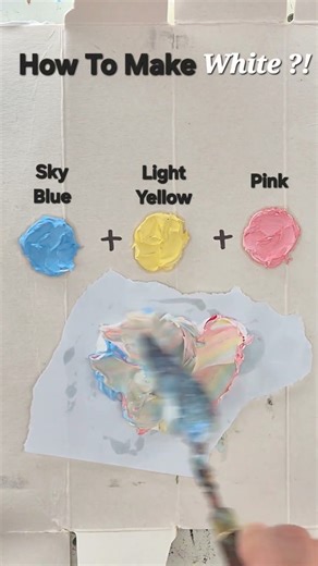 How to make White from just Sky Blue, Light Yellow, and Pink #colormixing #satisfying #whitecolour