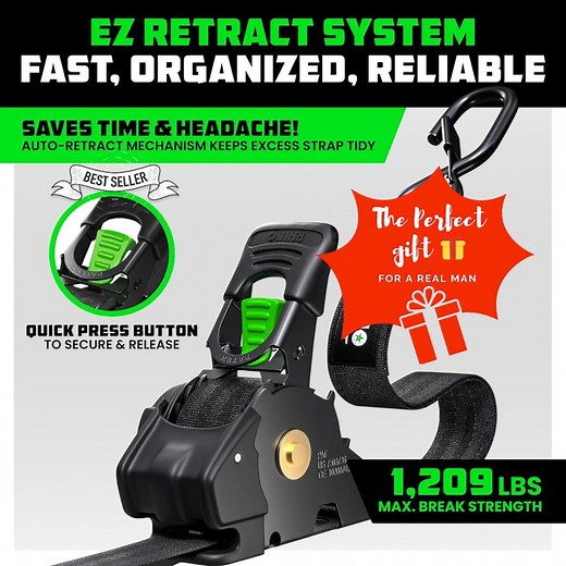 The perfect practical Christmas gift for your husband or dad 🎄🎁 🛠💼 Say goodbye to loose loads! 🔒 Keep your gear locked and loaded with our Automatic Tension Straps — a gift any man would appreciate! 😎 | Pretty Over Fifty