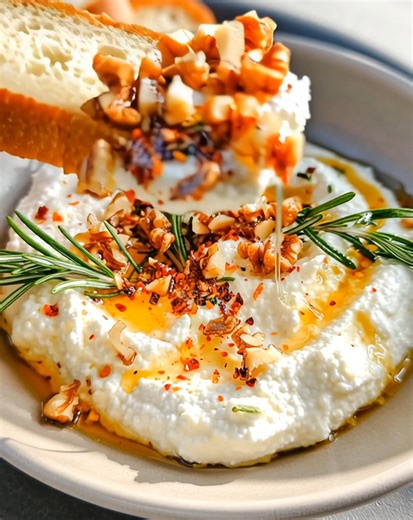 Creamy, fiery, and perfectly balanced with a drizzle of sweet heat, this Spicy Ricotta Dip with Hot Honey is the kind of appetizer that disappears fast — bold, addictive, and unforgettable. .............. Full Recipe in Coʍmеոτ 💬 | Recipes with Me