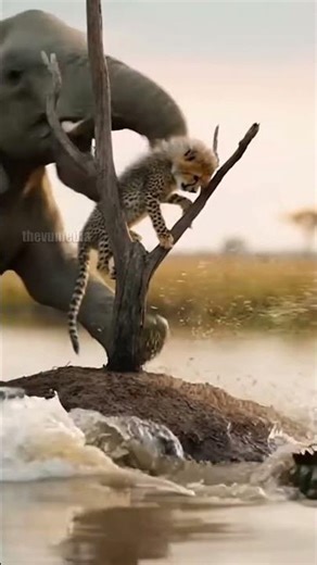 Elephant Rescues Cheetah Cub From Crocodiles