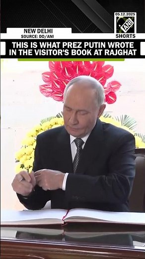 Russian President Putin signs visitors’ book at Rajghat after floral tribute to Mahatma Gandhi
