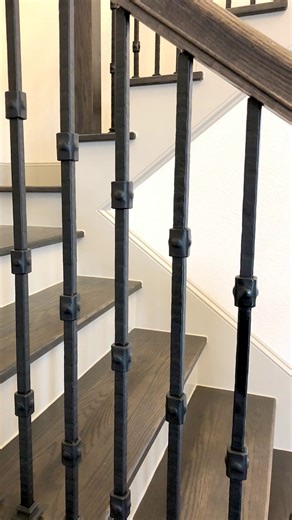 Wentworth Series iron balusters: add a touch of Old World charm to any staircase or railing project. Exclusive to House of Forgings. Shop now at https://cheapstairparts.com #stair #stairs #staircase #stairway #stairremodel #diy #diystairs #stairparts #ironbalusters #remodel #remodeling #creativestairway | Cheap Stair Parts