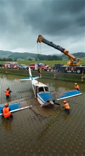Cessna Plane CRASHES in Rice Paddies #planecrash #emergencyresponse #viral #shorts #reels