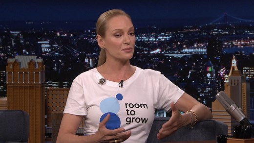 Uma Thurman shares why Room to Grow is so important for new parents and explains how to get involved to help families in need. | The Tonight Show Starring Jimmy Fallon