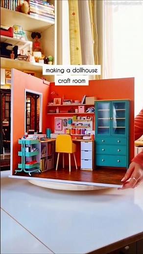 Making a Dollhouse Craft Room from scratch - start to finish! 🤩 #diy #miniatures #dollhouse
