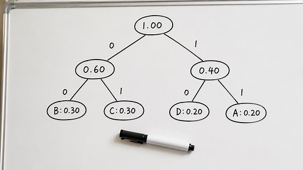 Huffman coding, how probability shapes the optimal code