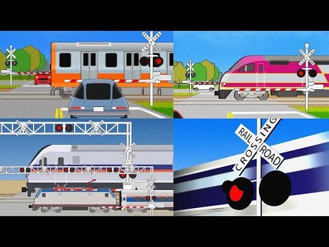 【踏切アニメ】倍速★アメリカの踏切と電車総集編／Compilation of US railroad crossings 2023