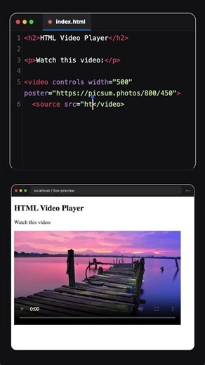 🎬 Native Video Player with HTML Only! No CSS or JavaScript #Shorts
