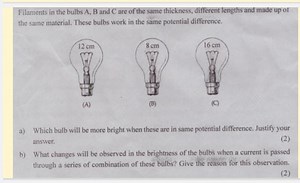 Filaments in the bulbs \mathrm { A } , \mathrm { B } and C are ... | Filo