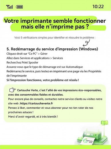 ❌ Votre imprimante refuse d’imprimer ? Voici 5 solutions simples à tester chez vous !#CartoucheVerte