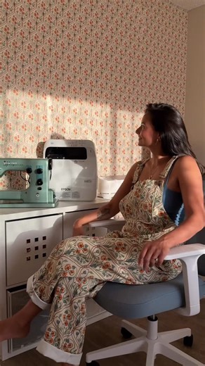 Mya on Instagram: "@spoonflower making my matching outfit & wallpaper dreams come true ✨ print name/designer: Art Nouveau Poppies-Yellow & Green by: paula_ohreen_designs • I used dogwood denim for the overalls • I used peel & stick wallpaper pattern: Riley Overalls by @truebias #truebiasriley - I made a size 10 for reference! hardware: @kylieandthemachine - such great hardware! #myakayemade #sewing #sewingproject #overalls #diyfashion #sewingpattern #spoonflower #wallpaper #diyhome"