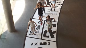 Jump your way through OUT OF SIGHT, a hop-scotch inspired installation by American conceptual artist Lawrence Weiner. Free at NGV International: http://bit.ly/2lnSd1H | National Gallery of Victoria