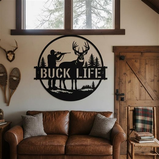Deer Hunting Metal Sign, Personalized Deer Cabin Wall Art, Cabin Decor, Father's Day Gift, Hunter Gift, Gift for Dad - Etsy