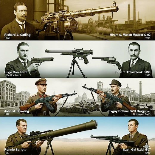 “The Brilliant Minds Who Invented the Most Iconic Guns in History!”